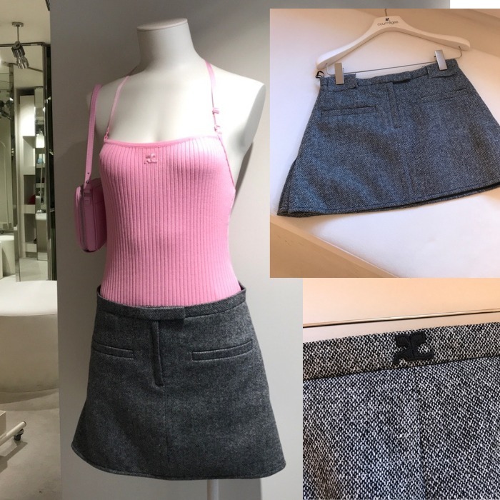 パリ直営店買付！【COURREGES】ウール台形ミニスカート