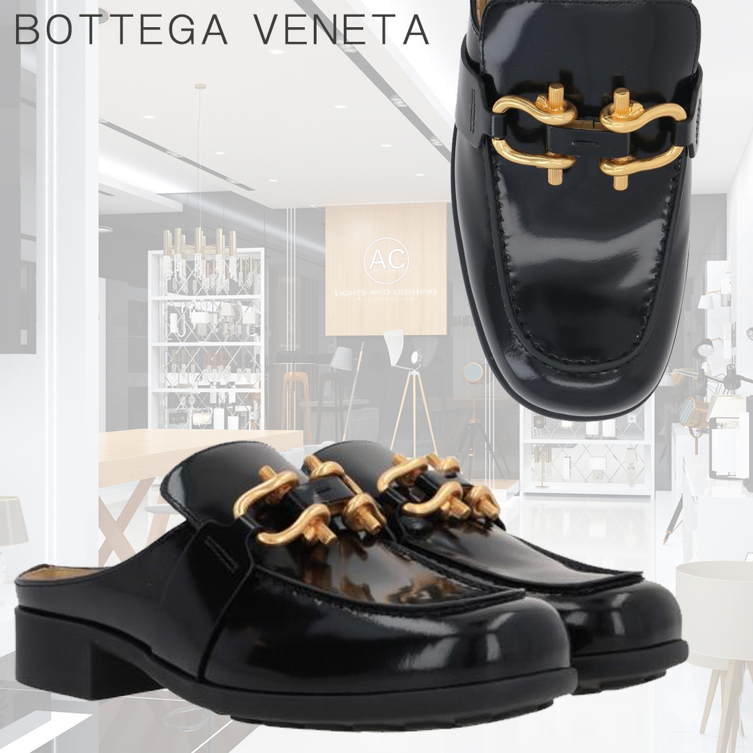 ボッテガヴェネタ】シャイニーレザーミュールローファー (BOTTEGA