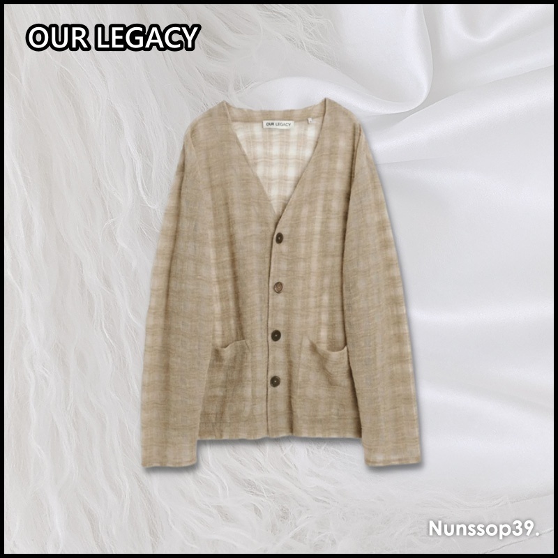 《OUR LEGACY》 M2236CG GREY DISINTEGRATION CHECK CARDIGAN