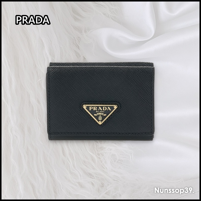 《PRADA》 1MH042 QHH F0002 サフィアーノ折りたたみ財布