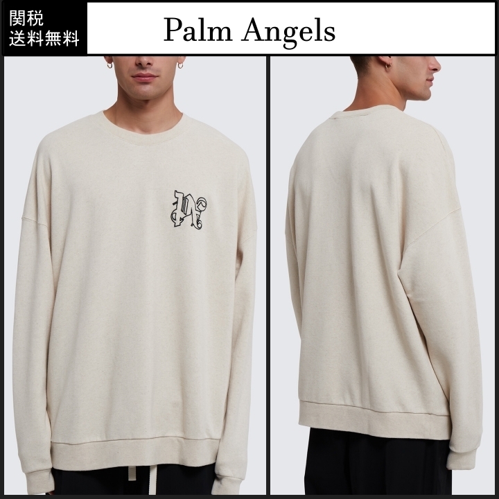 【Palm Angels】モノグラム リネン クルーネック スウェット