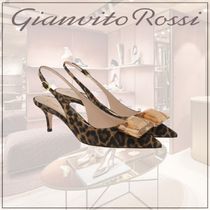 Gianvito Rossi Leopard Patterns Casual Style Suede Pin Heels Elegant Style