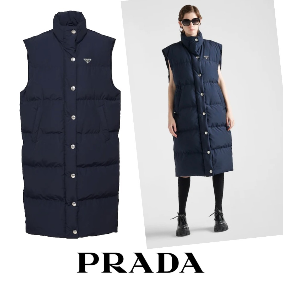 【24AW】テクニカルファブリック ロングダウンベスト◆プラダ◆ 24AW】テクニカルファブリック ダウンベスト ◇プラダ◇人気