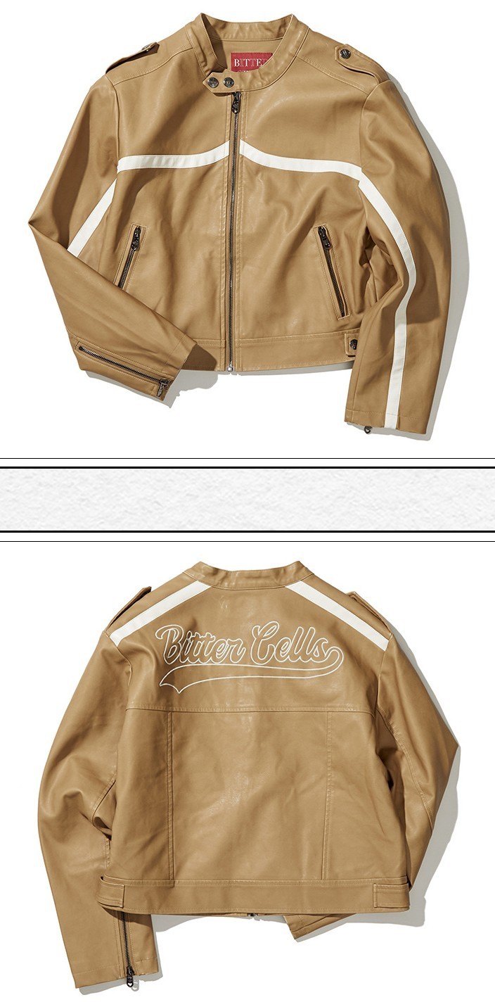 23FW○BITTER CELLS○LINE LEATHER JACKET ジャケット 韓国人気