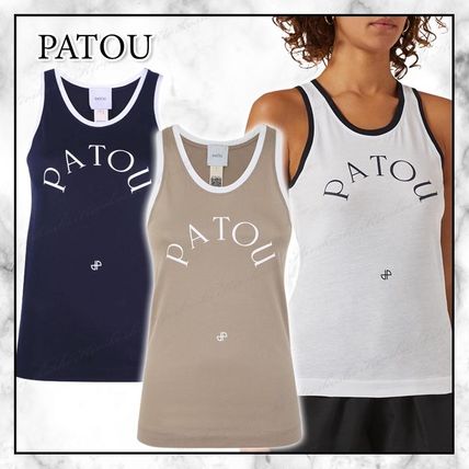 PATOU Tanks & Camisoles Monogram U-Neck Bi-color Plain Cotton Logo Tanks & Camisoles