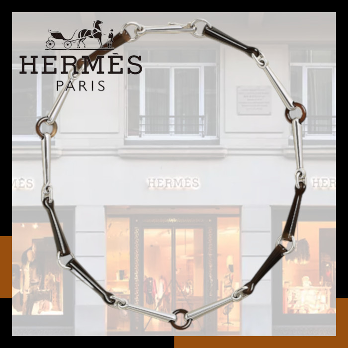 HERMES 最新作 お洒落チョーカー ネックレス シルバー Mors