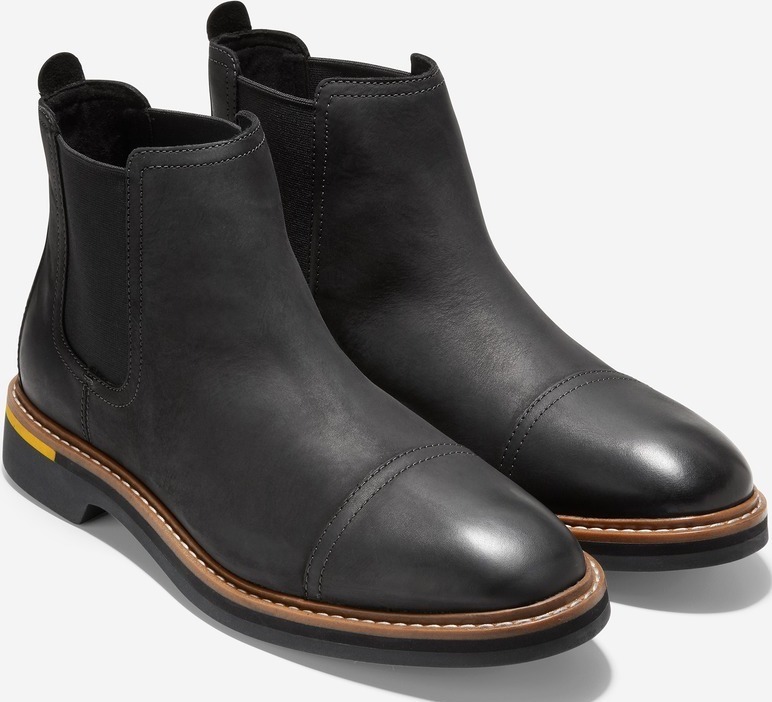 Cole Haan ブラック ブーツ チェルシー サイドゴア キャップ