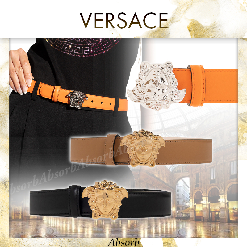 【23AW NEW】VERSACE_women / バックル付き レザーベルト / ３色