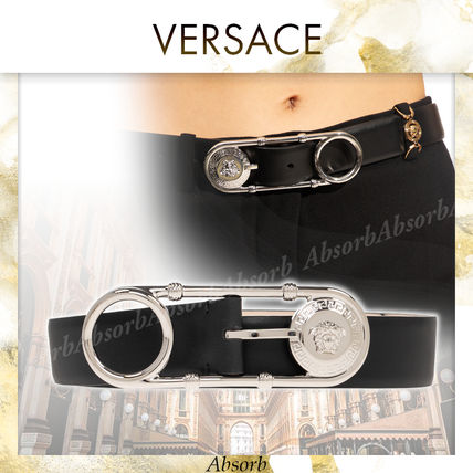 VERSACE Belts Casual Style Plain Leather Party Style Elegant Style Belts