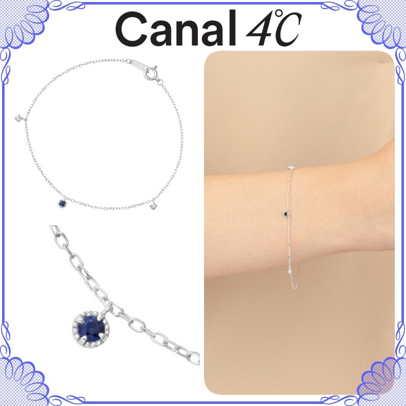 大人気!! Canal 4℃ 誕生石 K10 ホワイトゴールド ブレスレット