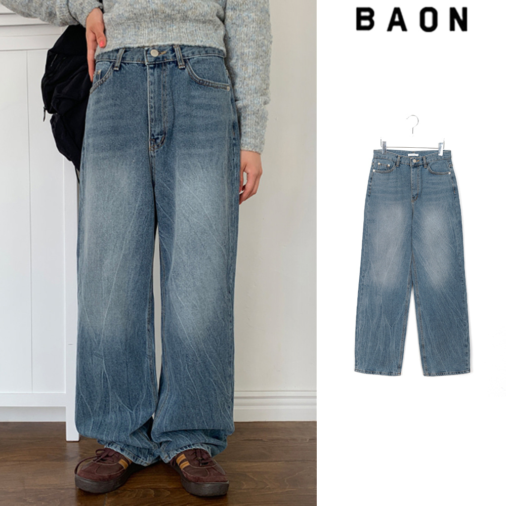 【BAON】Mekeda Washing Denim Straight Pants