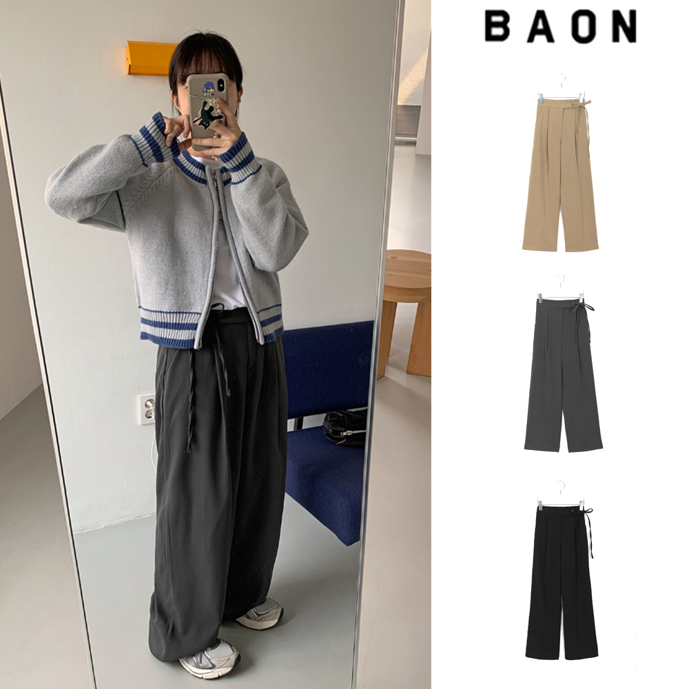 【BAON】Yeoru Ribbon Straight Slacks XL 2XL Size