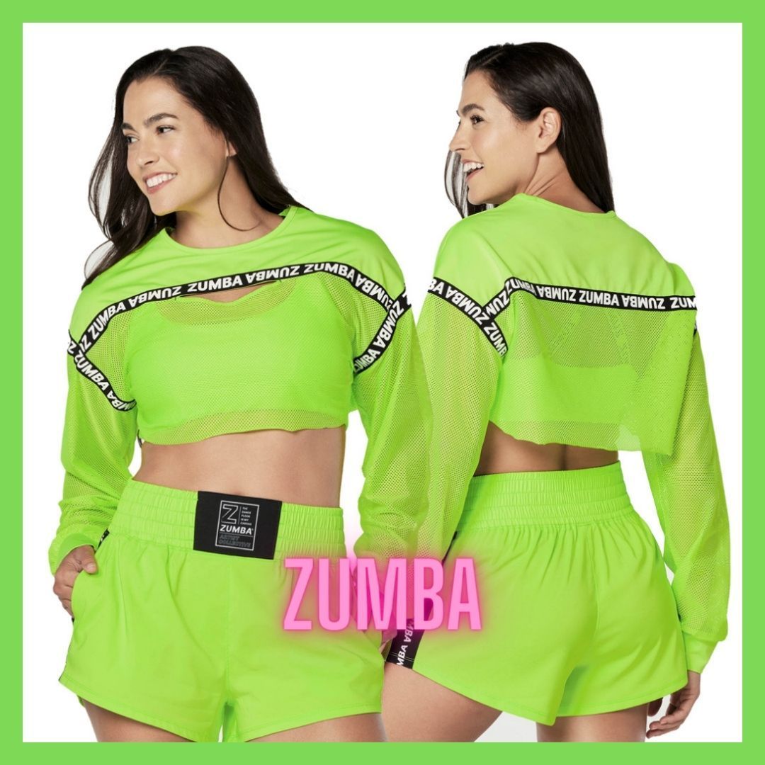 ZUMBA Creatives Unite 長袖メッシュトップス ネオン