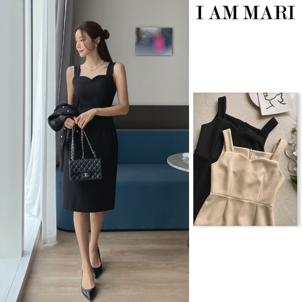【I AM MARI】23FW★ Senita Heart Neck Tweed Sleeveless OP