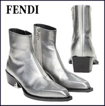 FENDI 最新作 アンクルブーツ シルバー FFロゴ ラミネートレザー