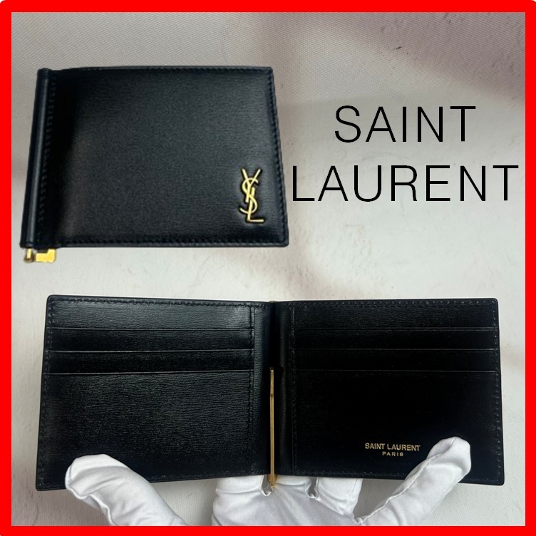 新品 ☆【SAINT タイニーモノグラムビルクリップ LAURENT】☆YSL 小物