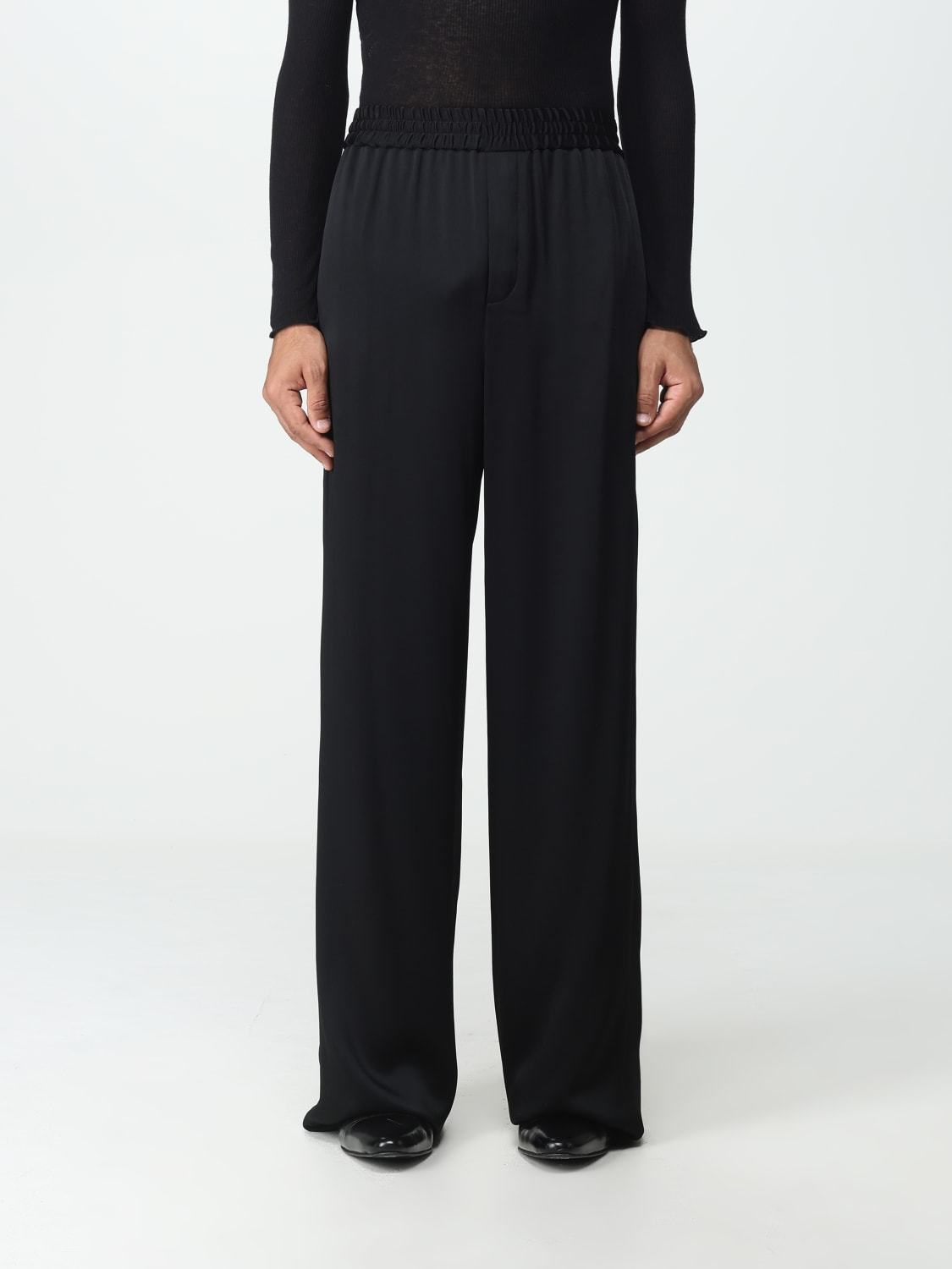 SAINT LAURENT☆YSL フレアスウェットパンツ 黒 サテンクレープ