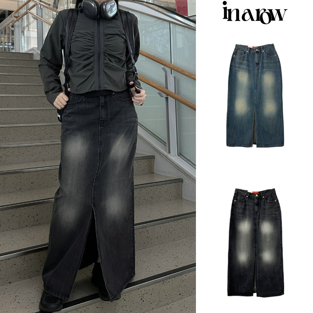 【in a row】Ed washing denim long skirt