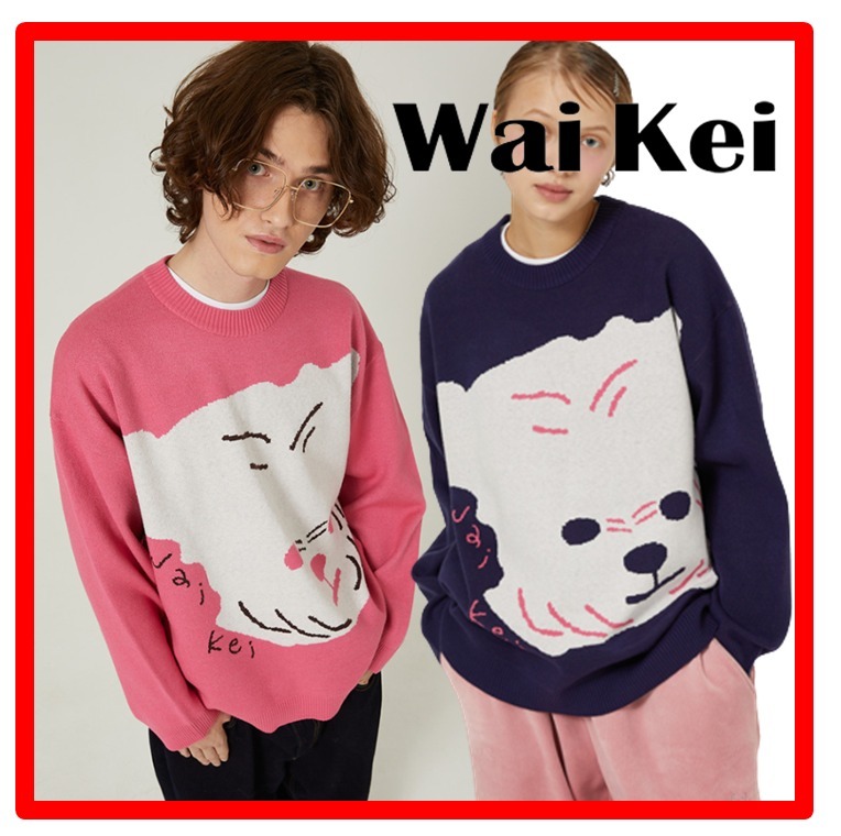 ★韓国の人気★【WAI KEI】★Maltese big graphic kni.t★