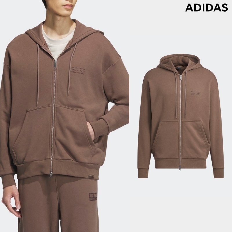 [ADIDAS] メンズ フーディ VERBIAGE FOOD ZIP-UP ブラウン