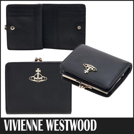☆関税込☆Vivienne Westwood★がま口 二つ折り財布★BLACK Vivienne Westwood☆レザーがま口折り財布☆BLACK☆【数量限定