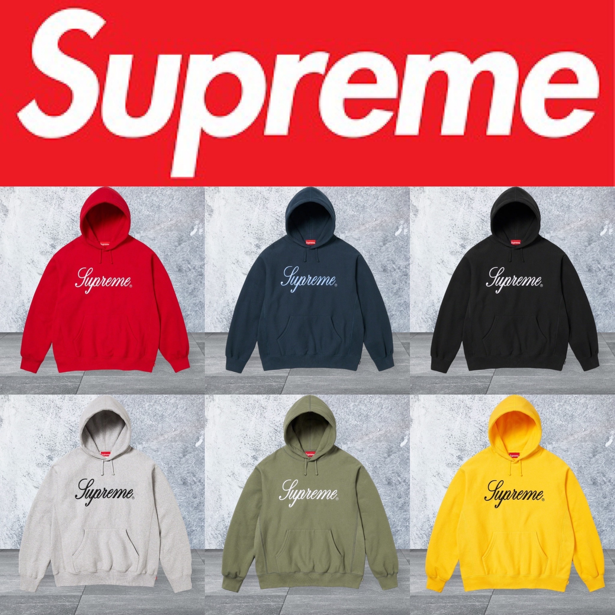 値下げシュプリームScript Hooded Sweatshirt