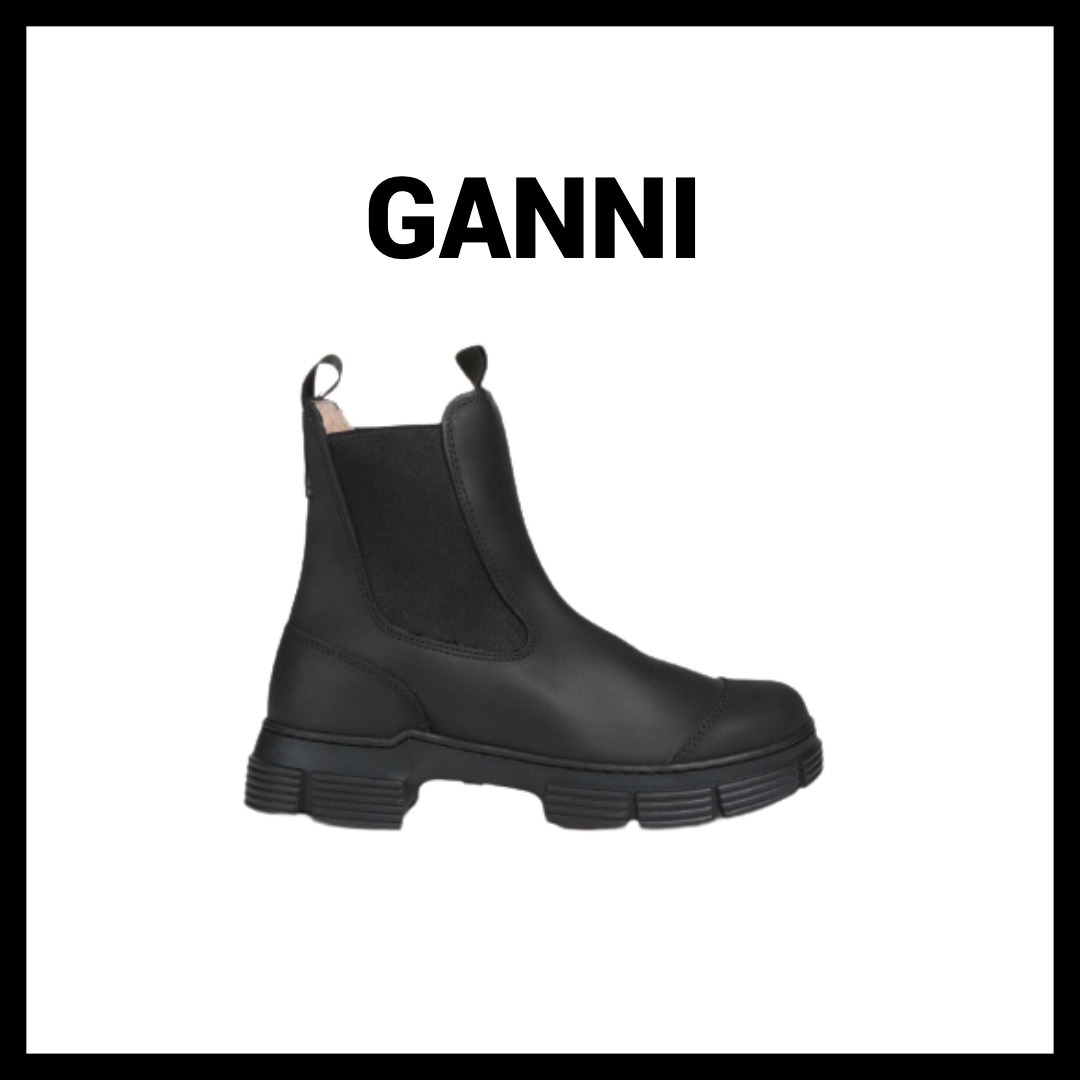 GANNI (ガニ―) ラバー チェルシーブーツ ブラック