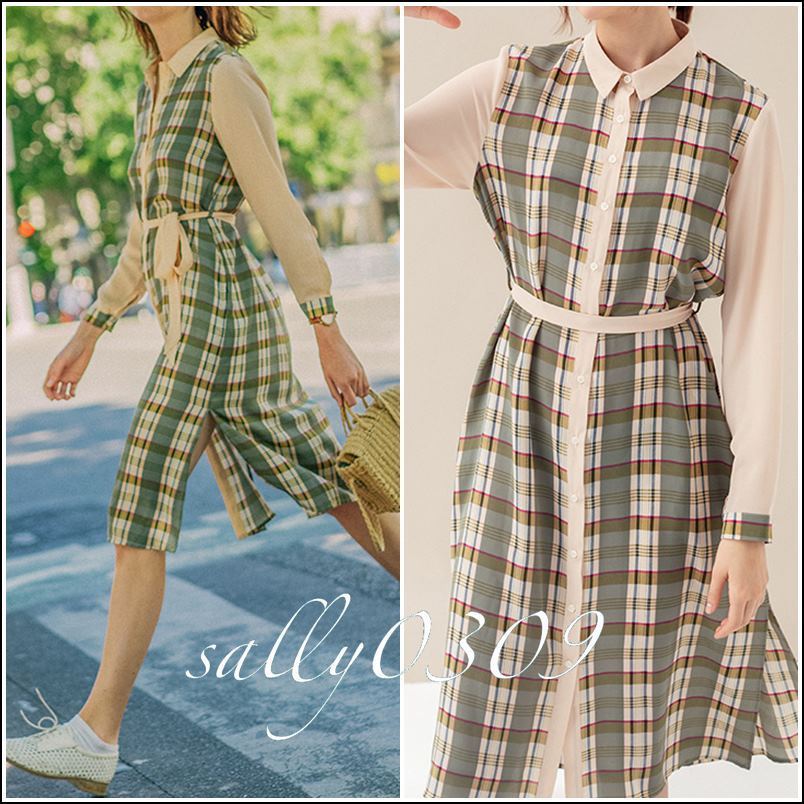 【関税・送料無料】Miss Patina★Figチェック柄シャツワンピース