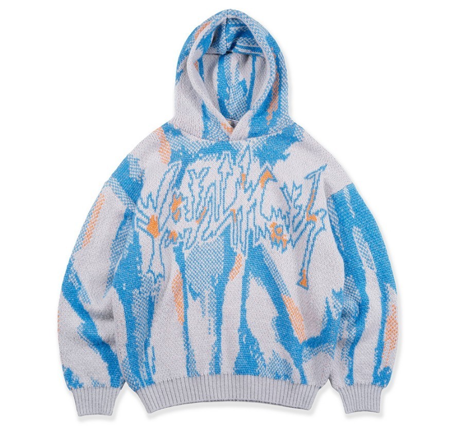 ☆韓国人気☆YOUTHBATH☆ROUGH PAINTED KNIT HOODIE☆ニット