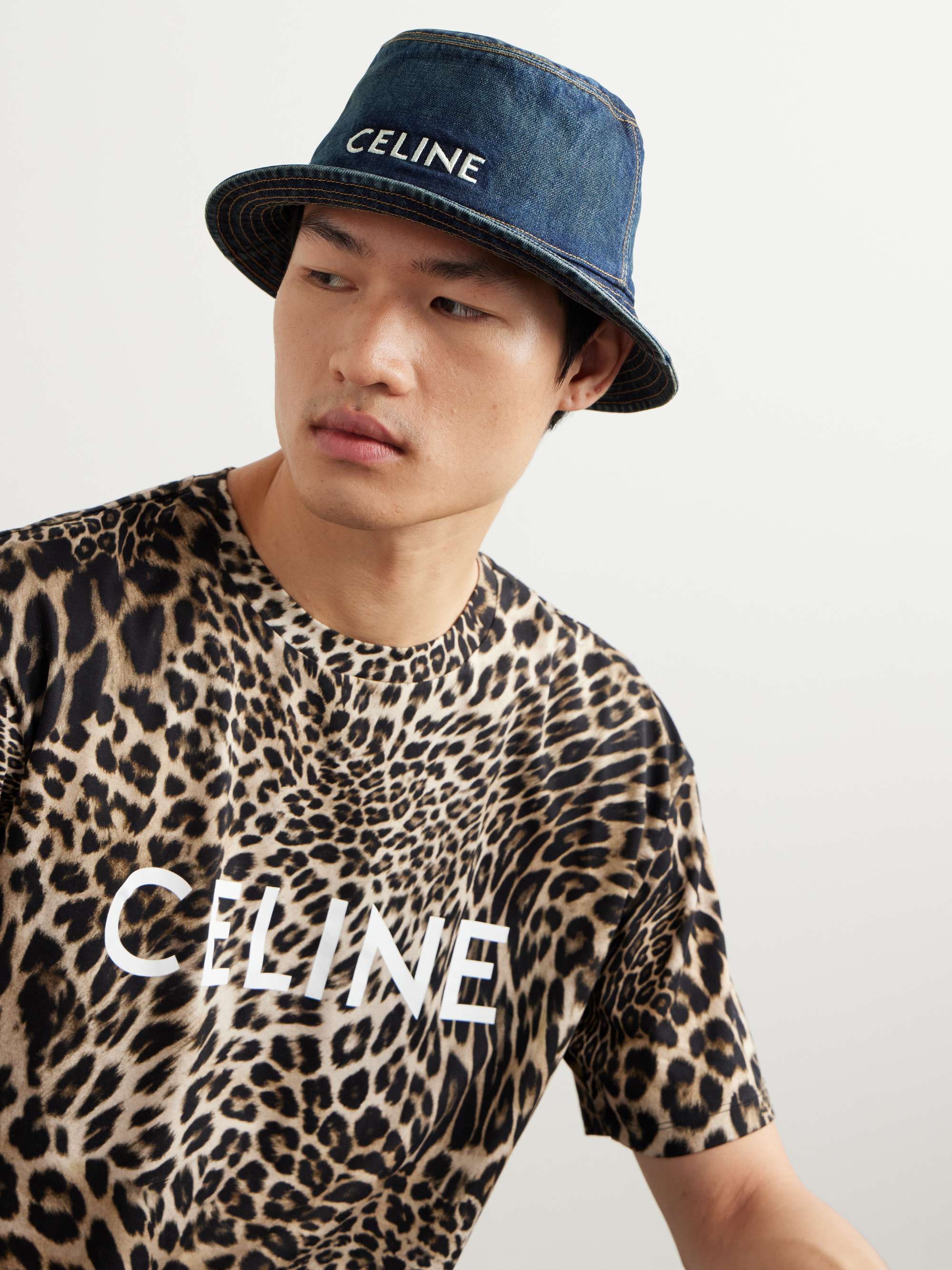 CELINE HOMME ロゴ刺繍 デニム バケットハット