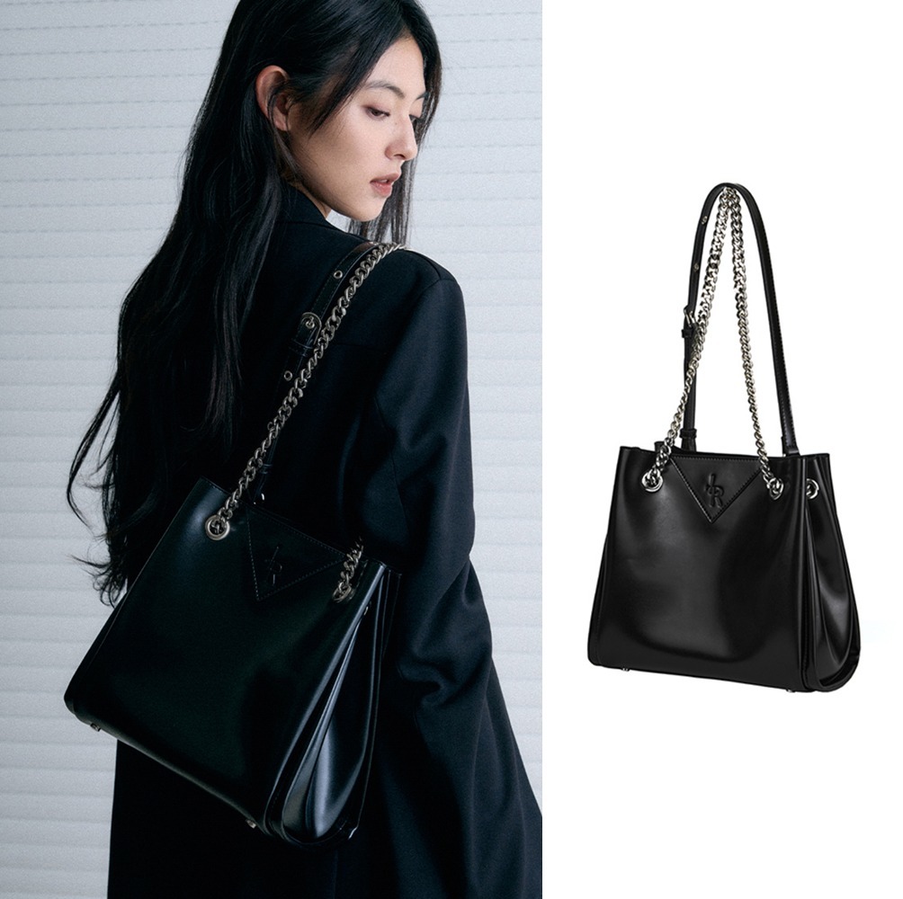 ショルダーバッグ・ポシェット LEATHERY Two-way Chain Bucket bag [BLACK]