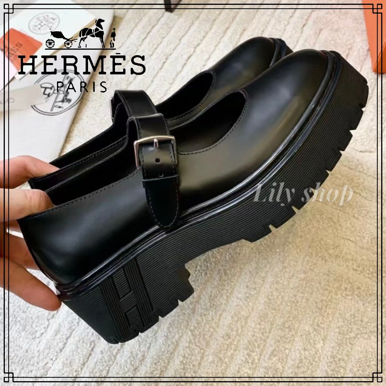【新作】可愛くて歩きやすい【HERMES】ストラップシューズ