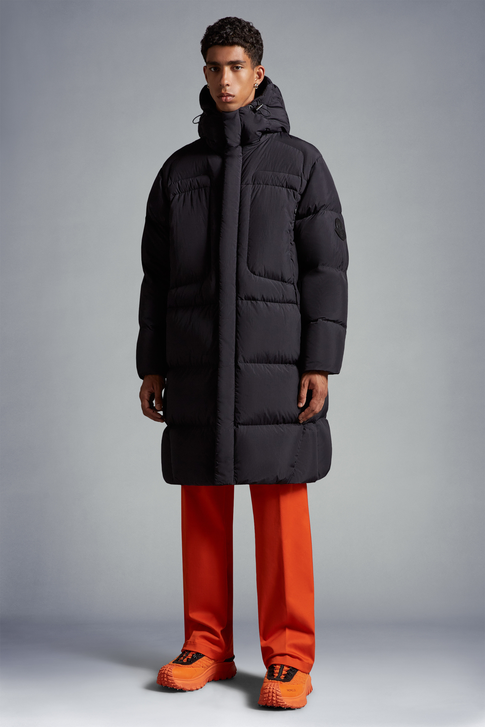 MONCLER】Imaiロングダウンジャケット ロゴ フード ナイロン