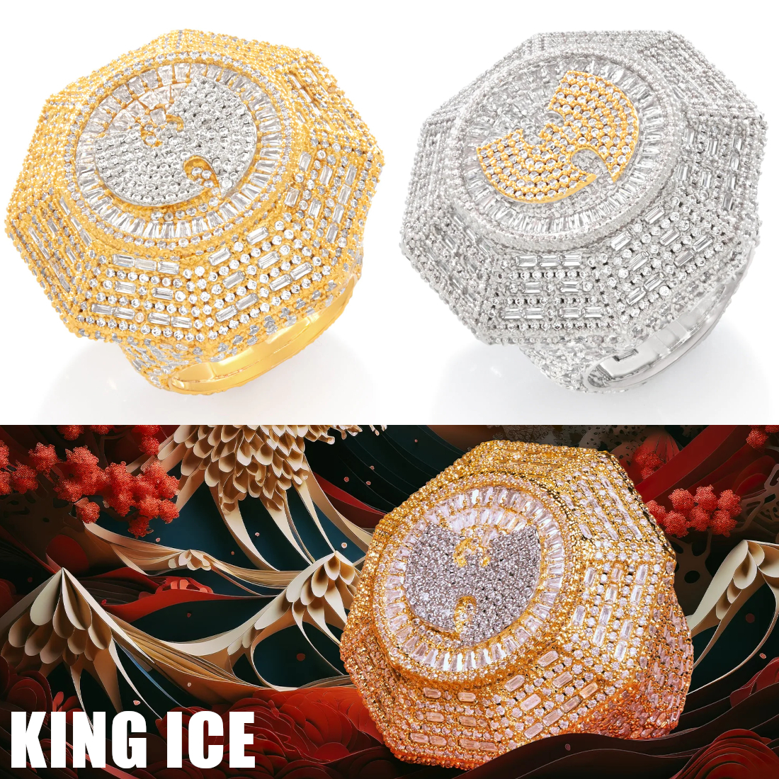国内発送 WU-TANGコラボ 34MM BA GUA リング 豪華 KING ICE