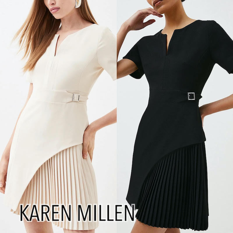 Karen Millen】ミリタリー プリーツ ワンピース《国内発送》