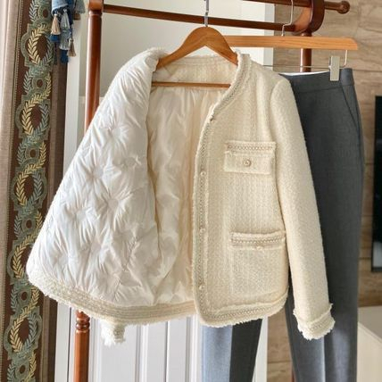 ツイードジャケット 中綿 キルティング 防寒 上品 M~XL 韓国系