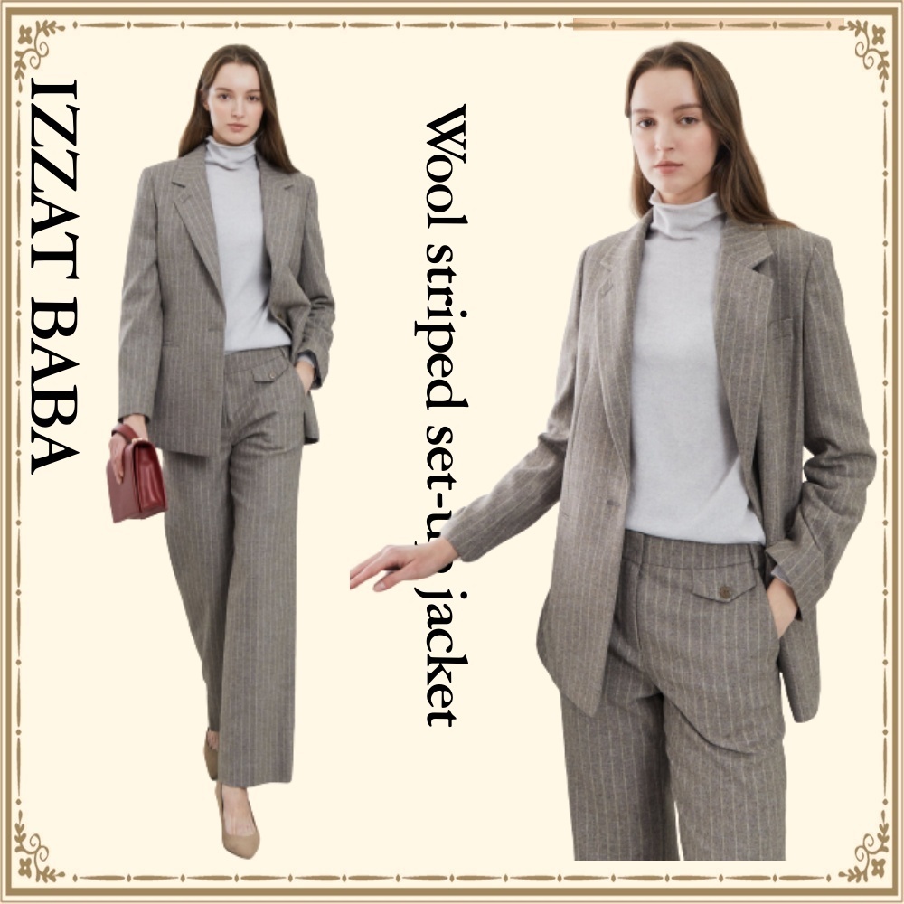 IZZAT BABA ウールストライプセットアップジャケット
