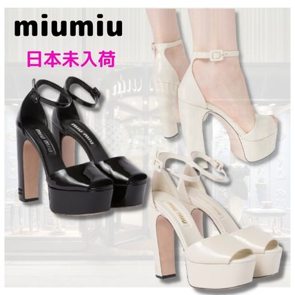 MiuMiu Platform & Wedge Open Toe Platform Rubber Sole Casual Style Street Style