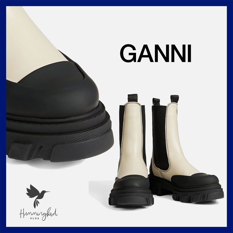 GANNI ★レザー チェルシーブーツ ラバートリム バイカラー
