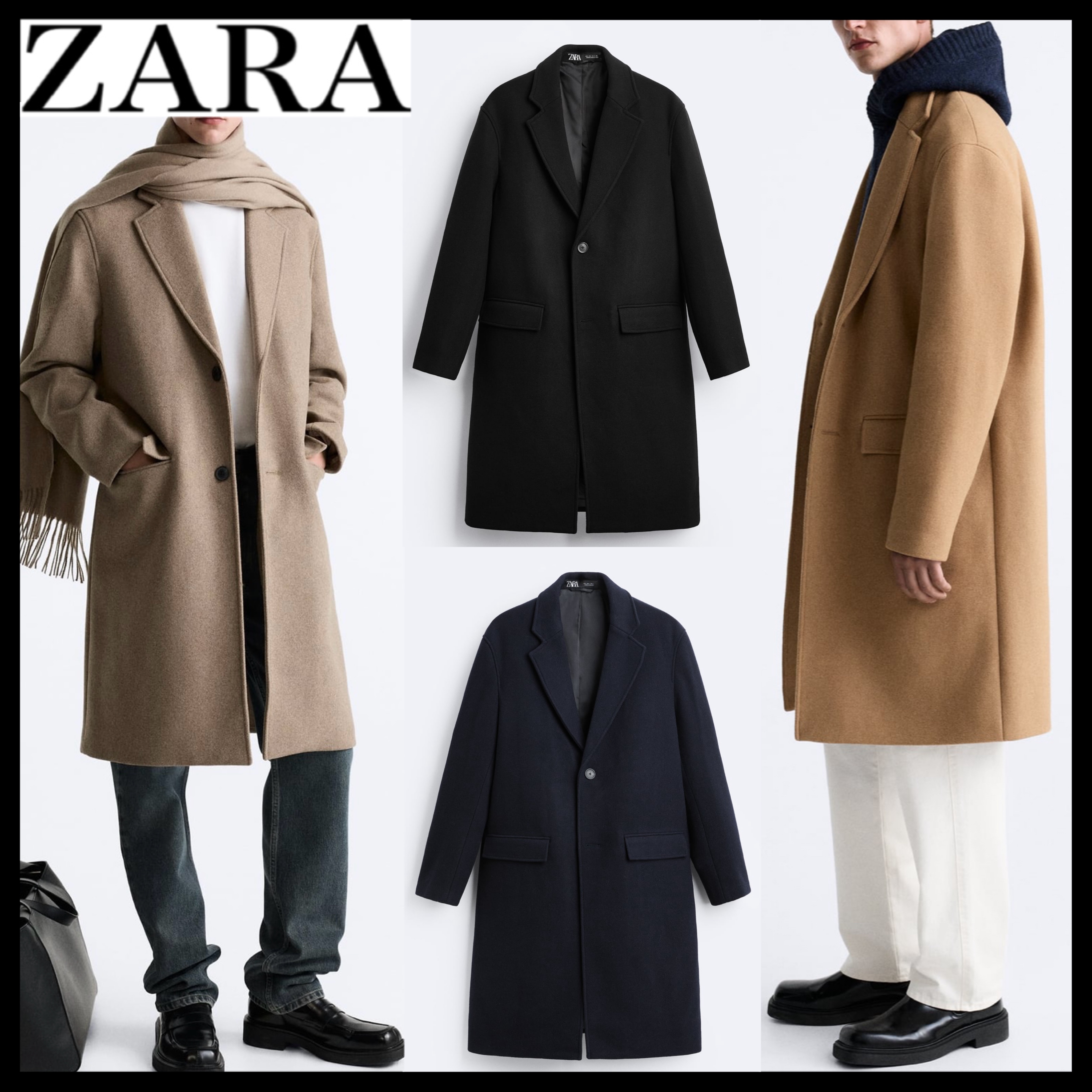 送関込み ZARA/ザラ ウール混合 定番 ロングチェスターコート