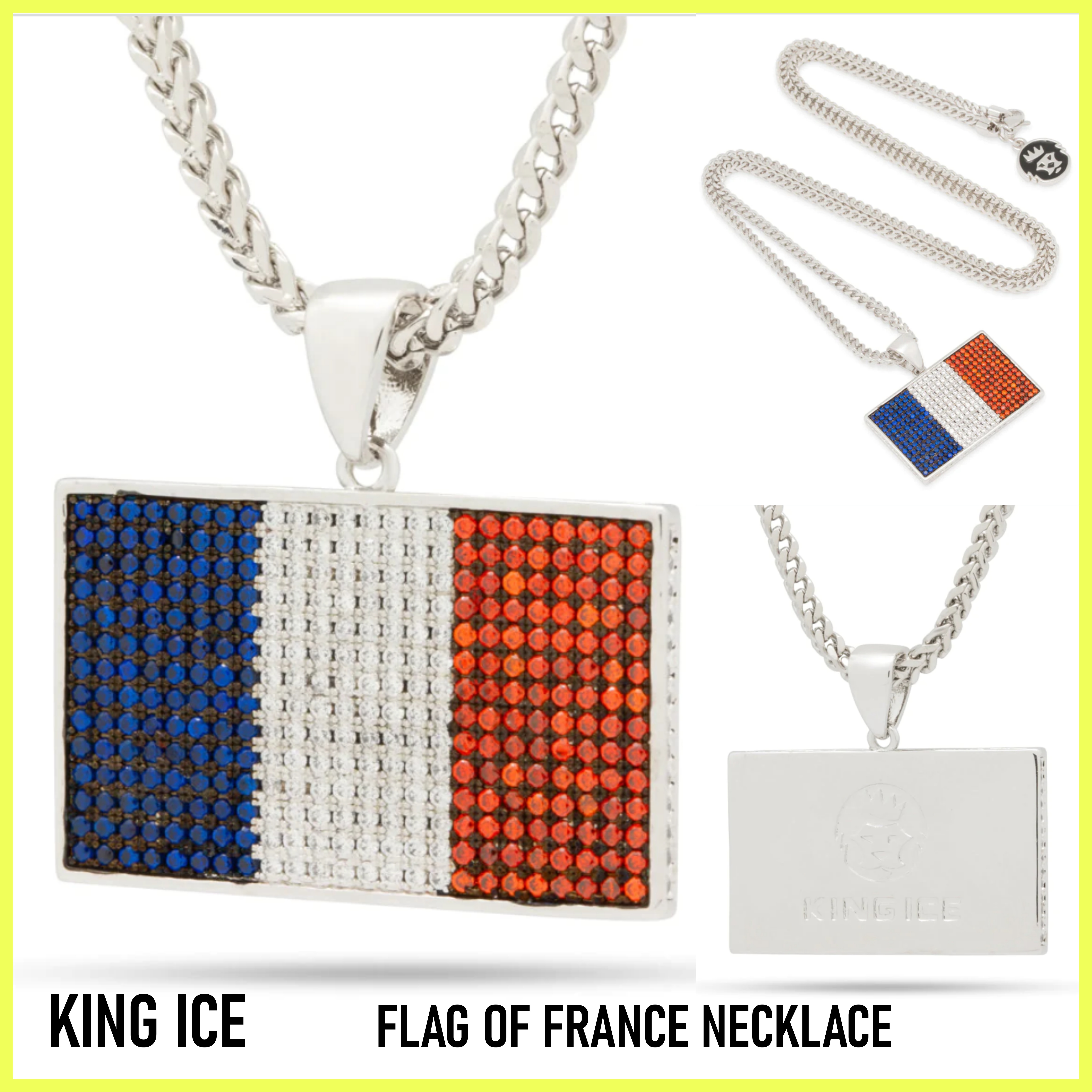 送料関税込【King Ice】FLAG OF FRANCE NECKLACE☆FIFA☆国内発