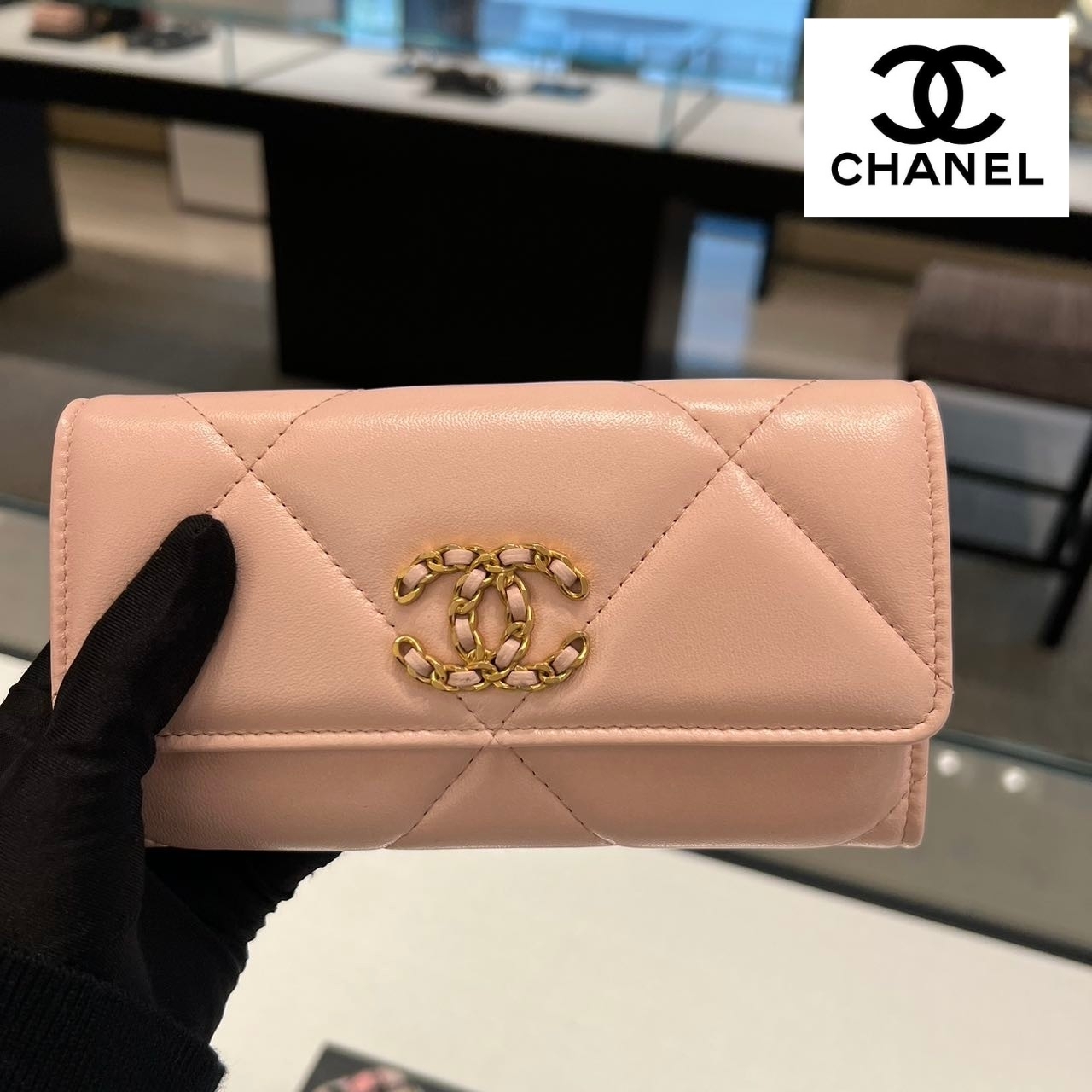 【CHANEL】ふんわりピンク♪シャネルロングウォレット 長財布