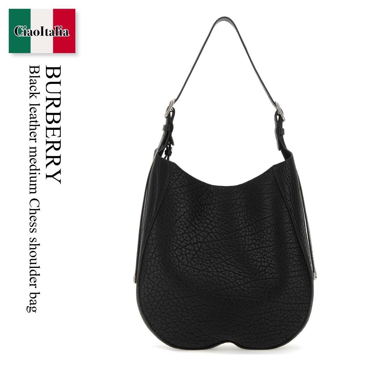 ショルダーバッグ・ポシェット Burberry Black Leather Medium Chess Shoulder Bag