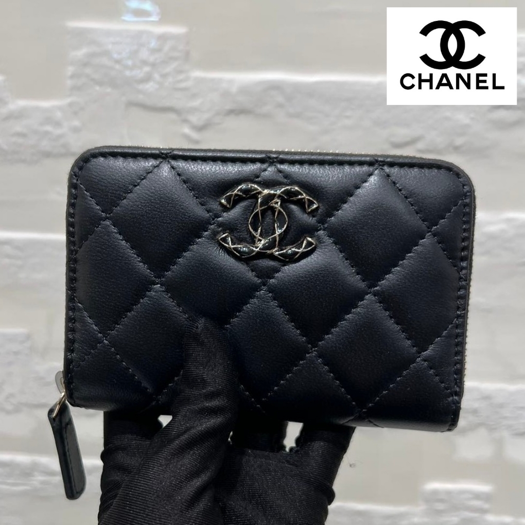 【CHANEL】23AW★シャネルコインケース ブラック ラムスキン