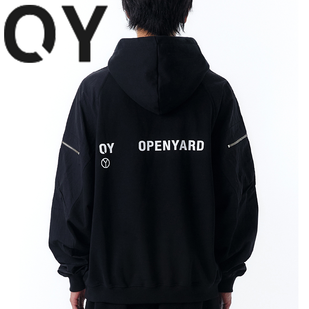 ★OY★PANEL CONTRAST POCKET HOODIE-BLACK★正規品/直送料込