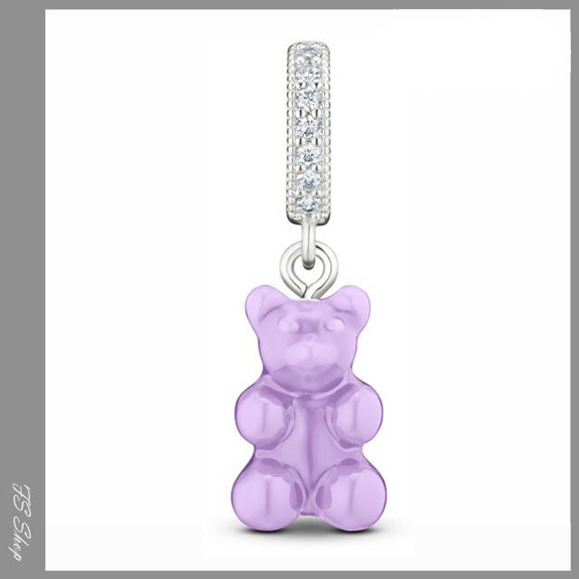 CRYSTAL HAZE ◆ NOSTALGIA BEAR PAVE PENDANT SILVER LAVENDER
