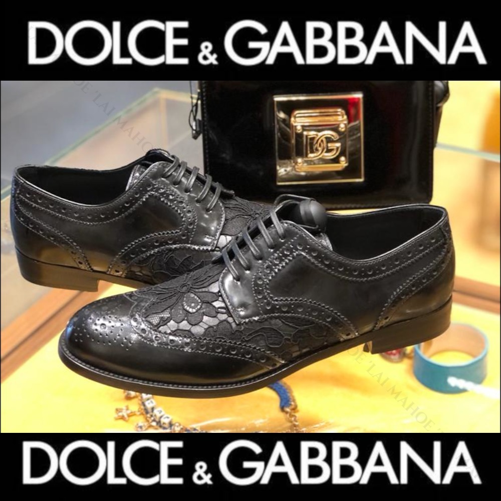 DOLCE&GABBANA レース フラワーデザイン ダービーシューズ