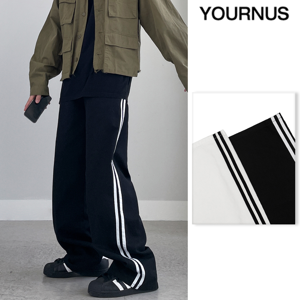 【YOURNUS】Pole Track Cotton Wide Pants