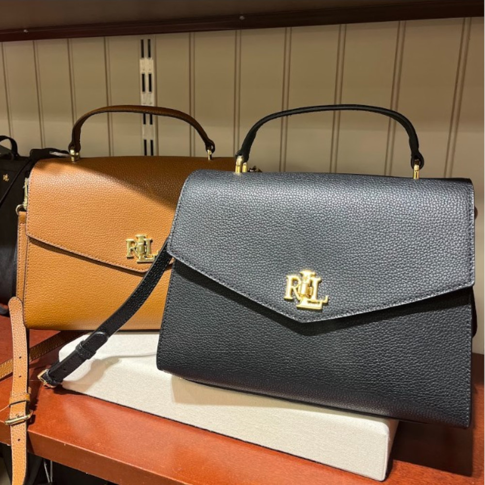 【Ralph Lauren】PEBBLED レザー ミディアム サッチェルバッグ