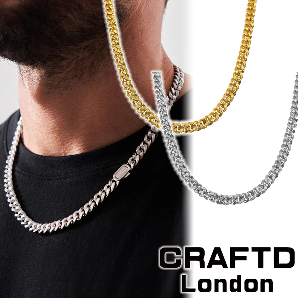 CRAFTD London ネックレス HALF ICED CUBAN 8mm 18Kゴールド